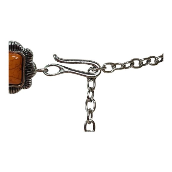 Haute Hippie Style Brown & Orange Stone Chain Belt One Size Adjustable 41" Long - Picture 8 of 13